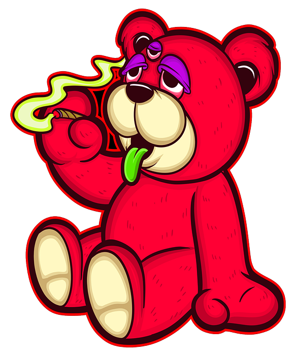 Stoned bear character greeting card by calnyto