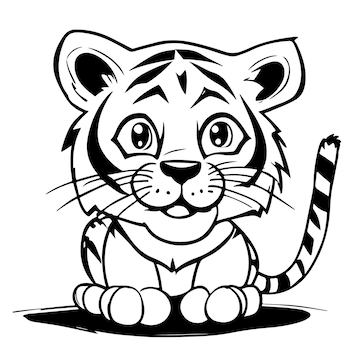 Premium vector cute tiger baby for coloring book