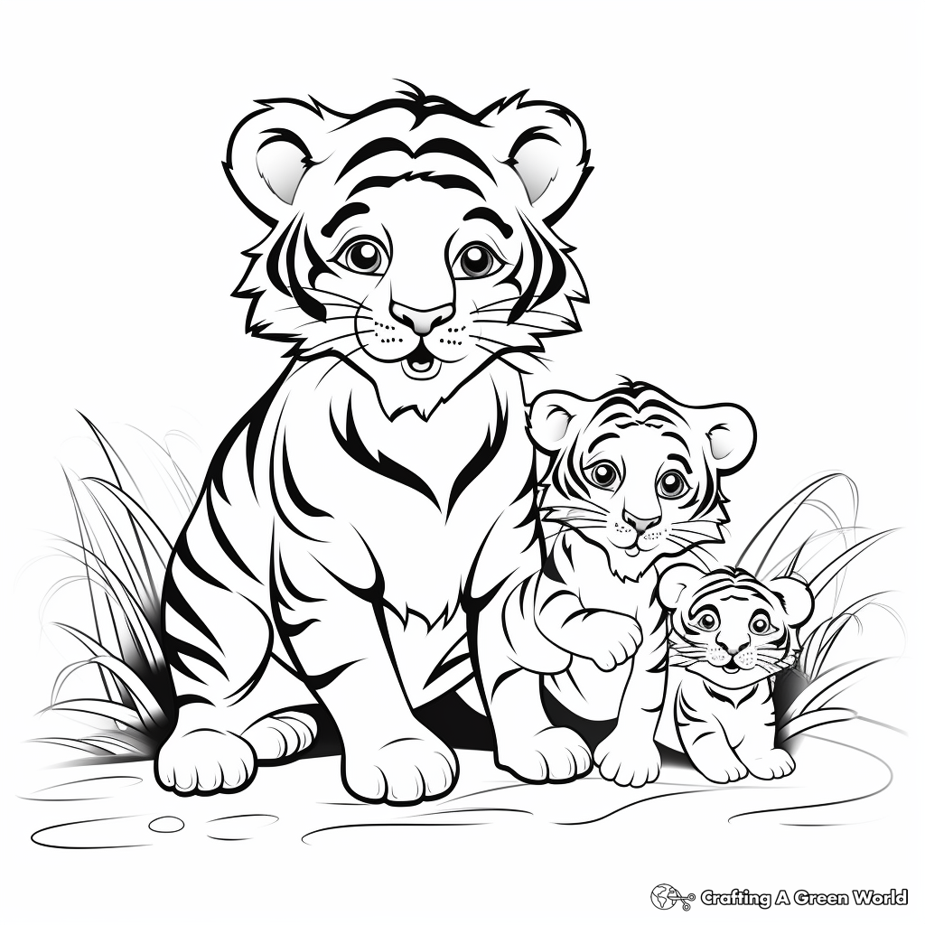 Cute baby tiger coloring pages