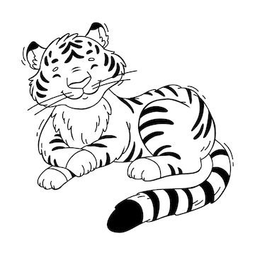 Premium vector hand drawn tiger outline illustration