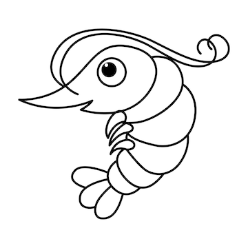 Premium vector cute shrimp cartoon characters vector illustration for kids coloring book