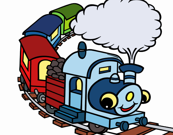 Colored page smiling train painted by caryann
