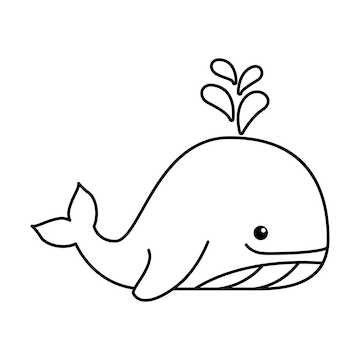 Premium vector cute whale coloring page