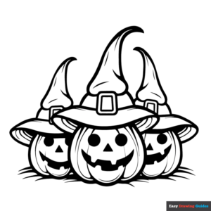 Pumpkin witches coloring page easy drawing guides