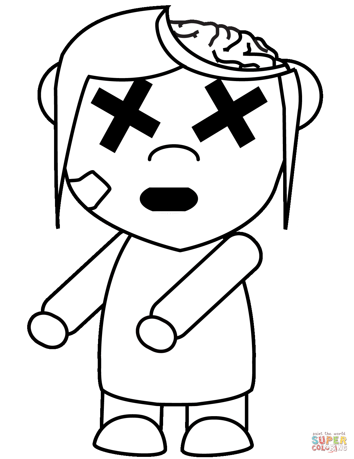 Cartoon zombie girl coloring page free printable coloring pages