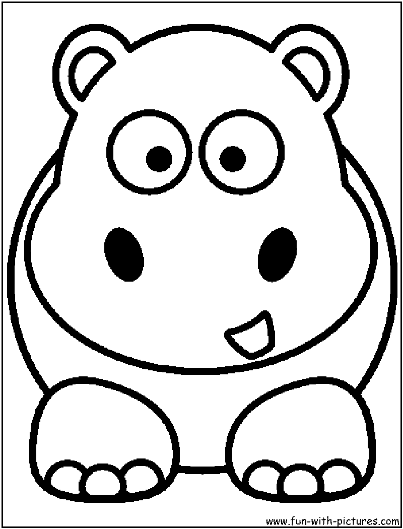 Hippo coloring page cartoon hippo cute cartoon animals animal clipart