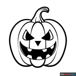 Grinning halloween pumpkin coloring page easy drawing guides