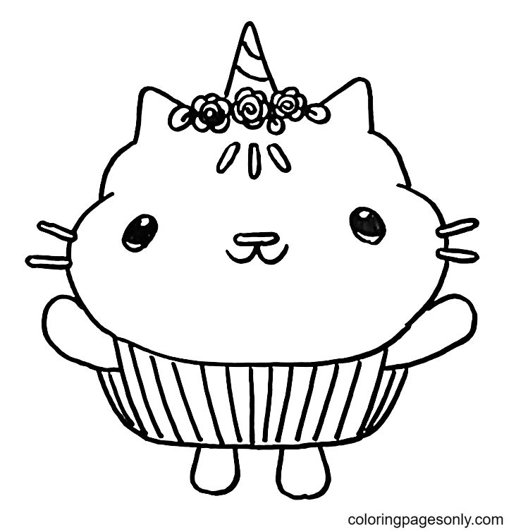 Unicorn cakey cat coloring pages