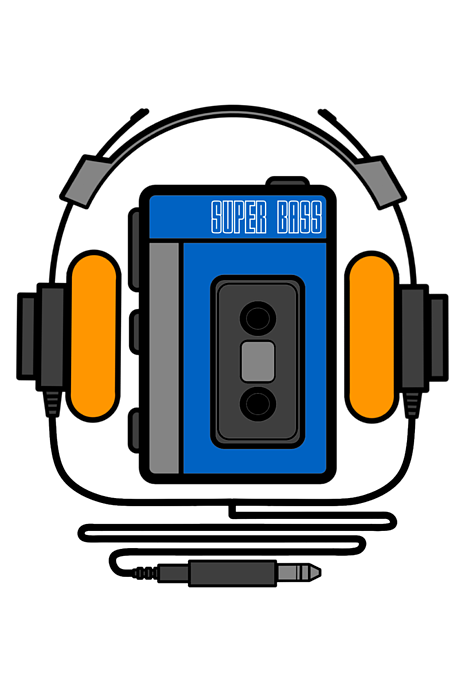 Retro s s walkman cassette tape player with headphones greeting card by donald lawrence