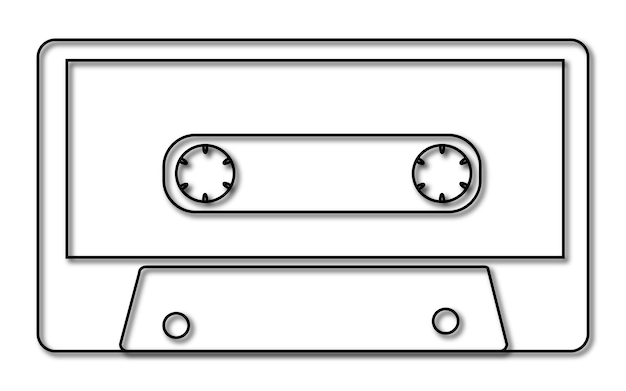 Premium vector black and white music retro hipster old old antique audio cassette with a shadow from the s s