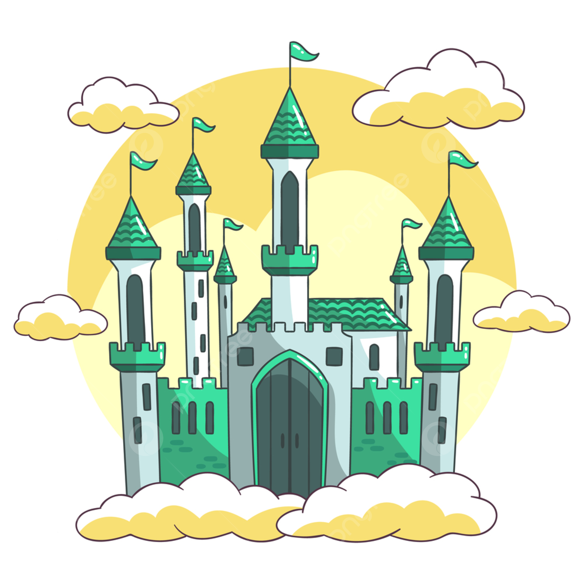 Fairytale concept castle dragon knight princess png images design fantasy thematic png transparent background