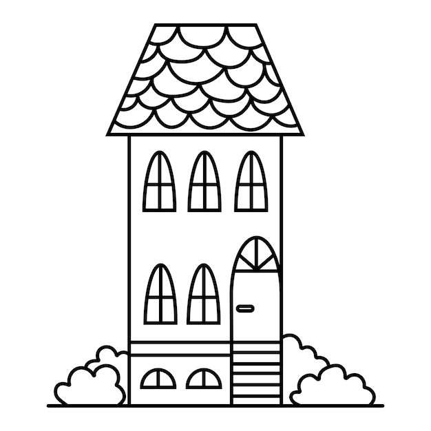 Premium vector castle in doodle style cute template vector illustration design of book illustrations coloring pages