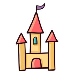Princess castle colorful icon stroke png svg design for t