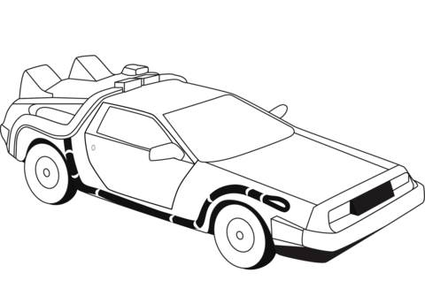 Delorean dmc time machine coloring page free printable coloring pages