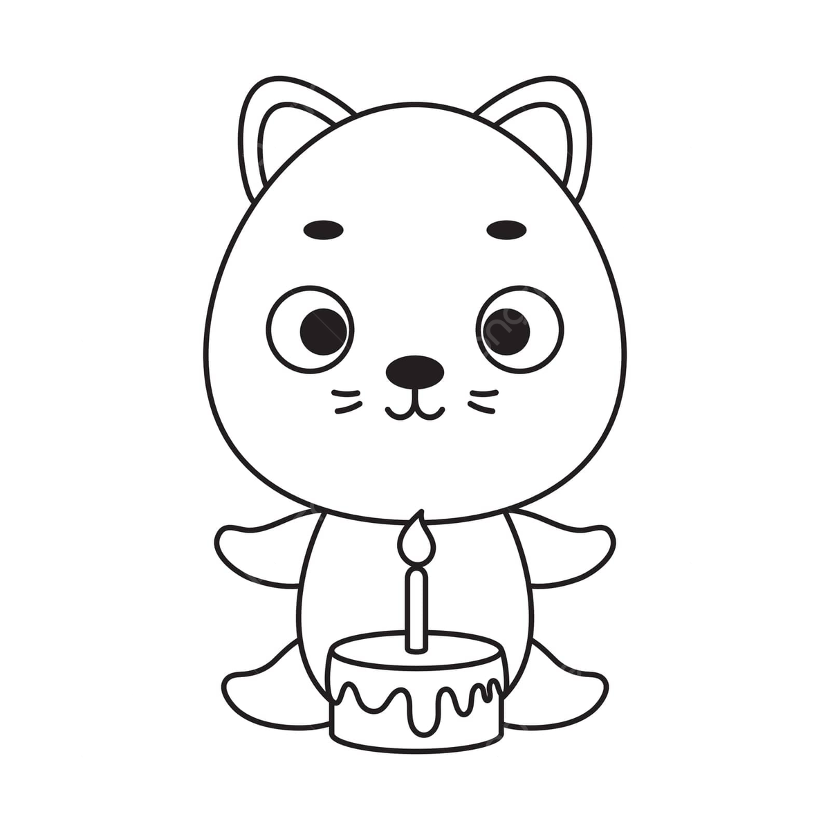 Cute cat with birthday cake coloring page for kids vector cake cat cartoon png and vector with transparent background for free download