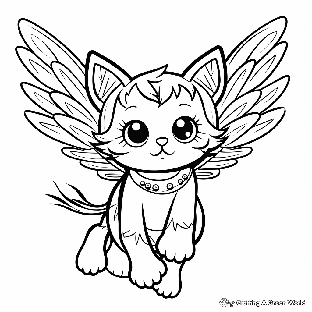 Flying cat coloring pages