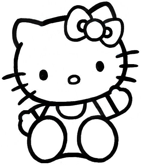 How to draw hello kitty sitting with simple steps for kids