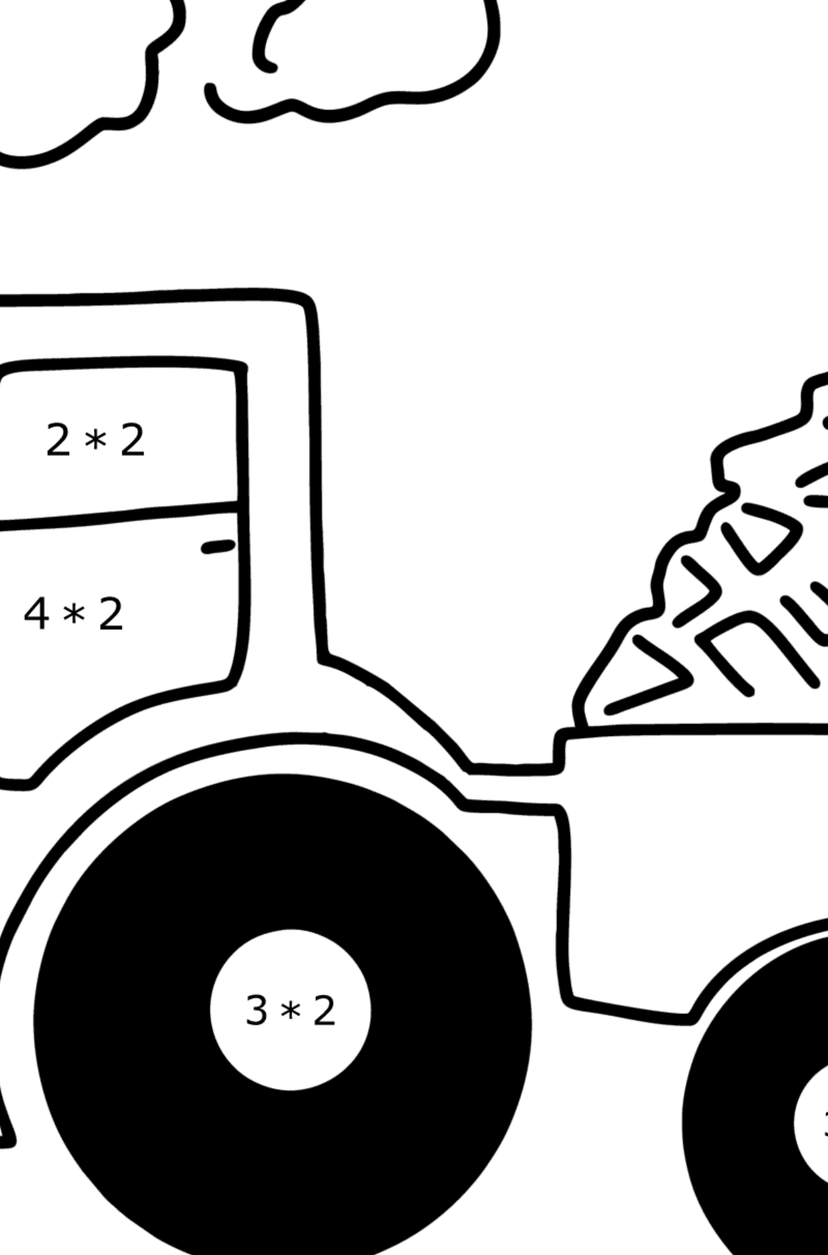 Coloring page tractor carries firewood for kids