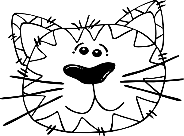 Cartoon cat face outline clip art at
