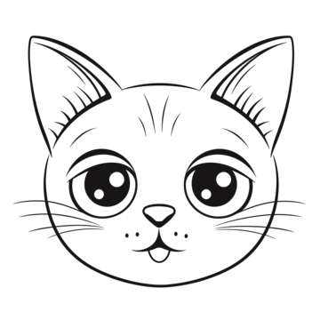 Black and white cat face coloring page outline sketch drawing vector cat drawing wing drawing cat face drawing png and vector with transparent background for free download