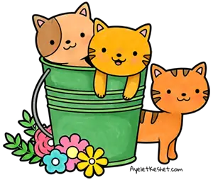 Spring coloring page freebie kawaii kitty garden