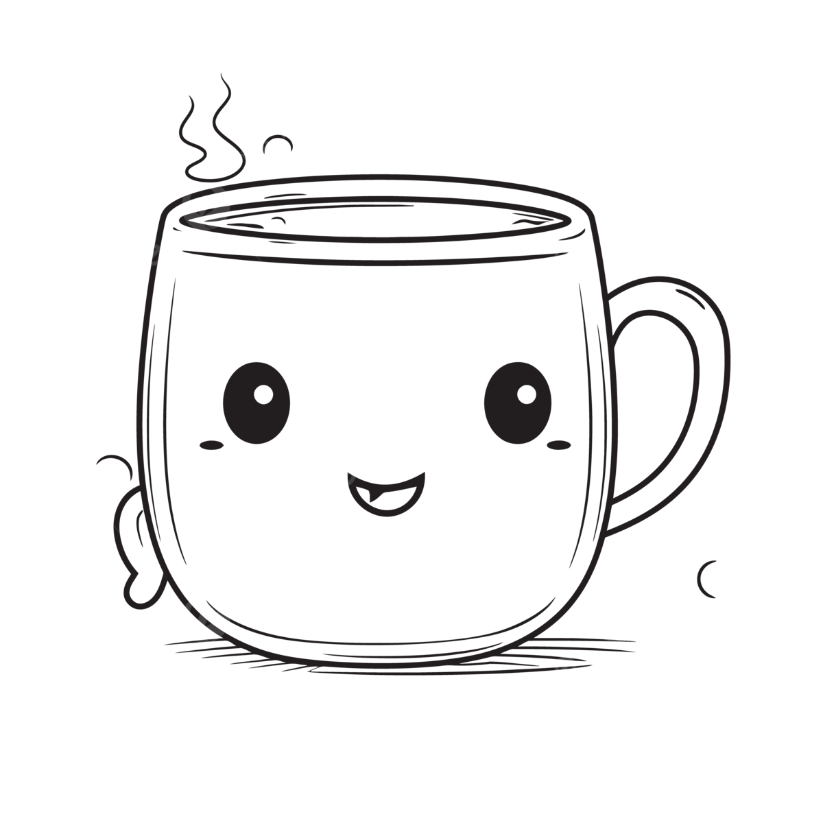 Cute coloring page with a cup of coffee with smiling faces outline sketch drawing vector coffee drawing wing drawing face drawing png and vector with transparent background for free download