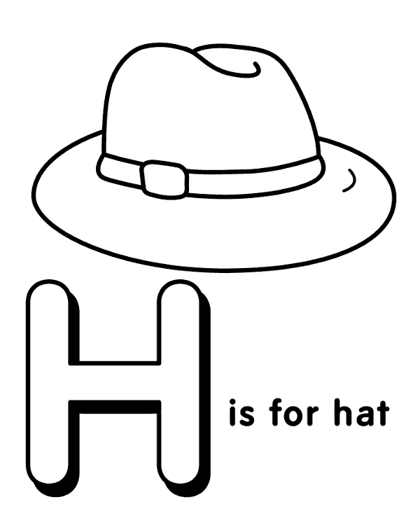 H letter and a hat coloring page