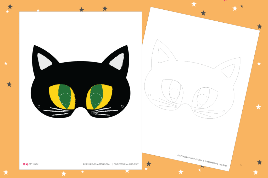 Diy kids halloween masks coloring template