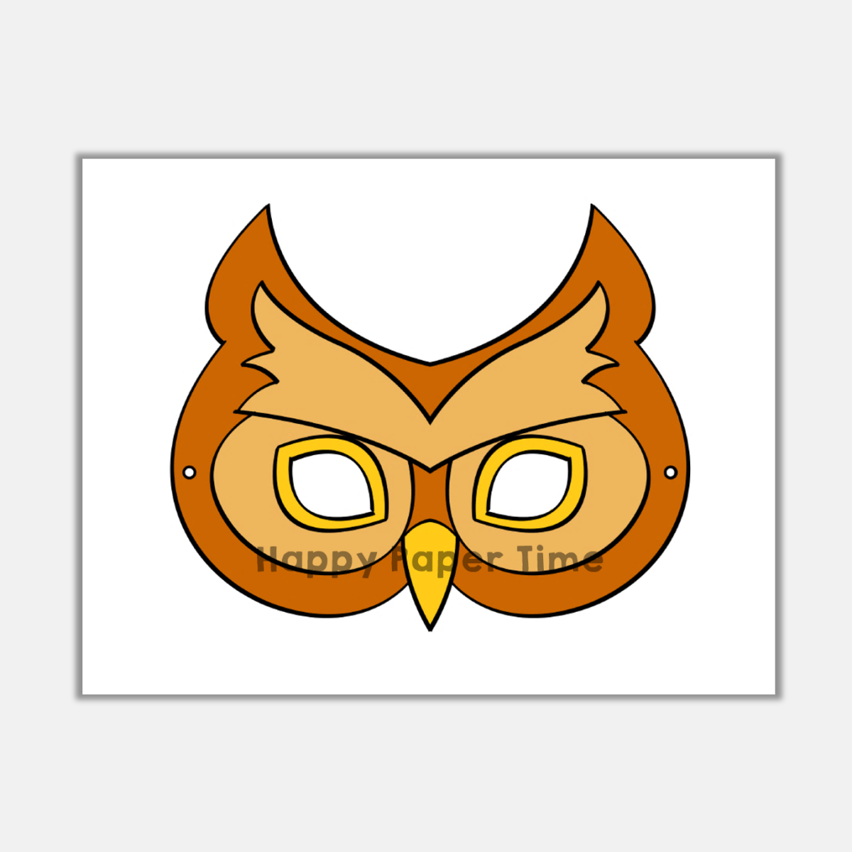 Owl paper mask printable woodland forest animal coloring craft activity made by teachers