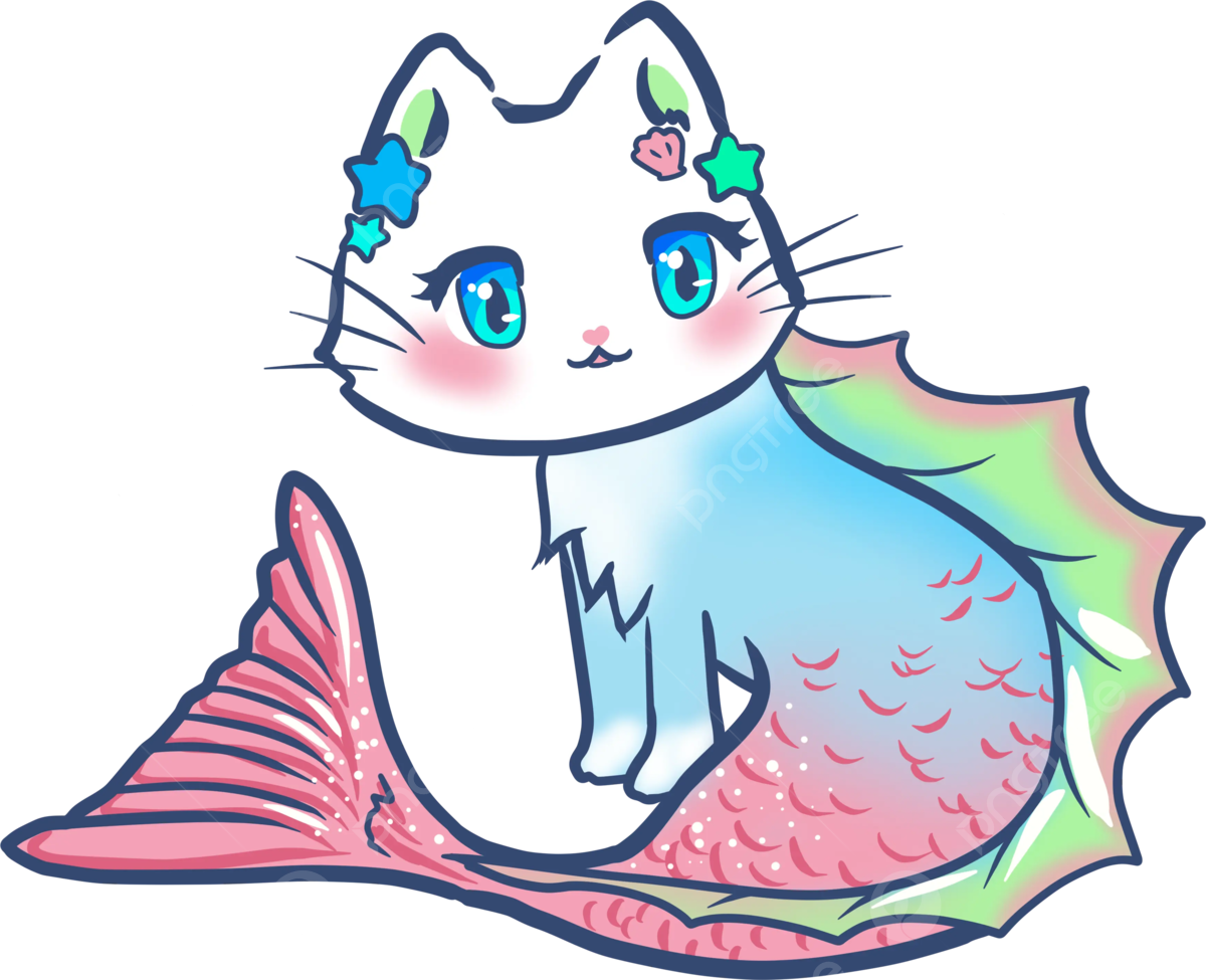 Cat mermaid png vector psd and clipart with transparent background for free download