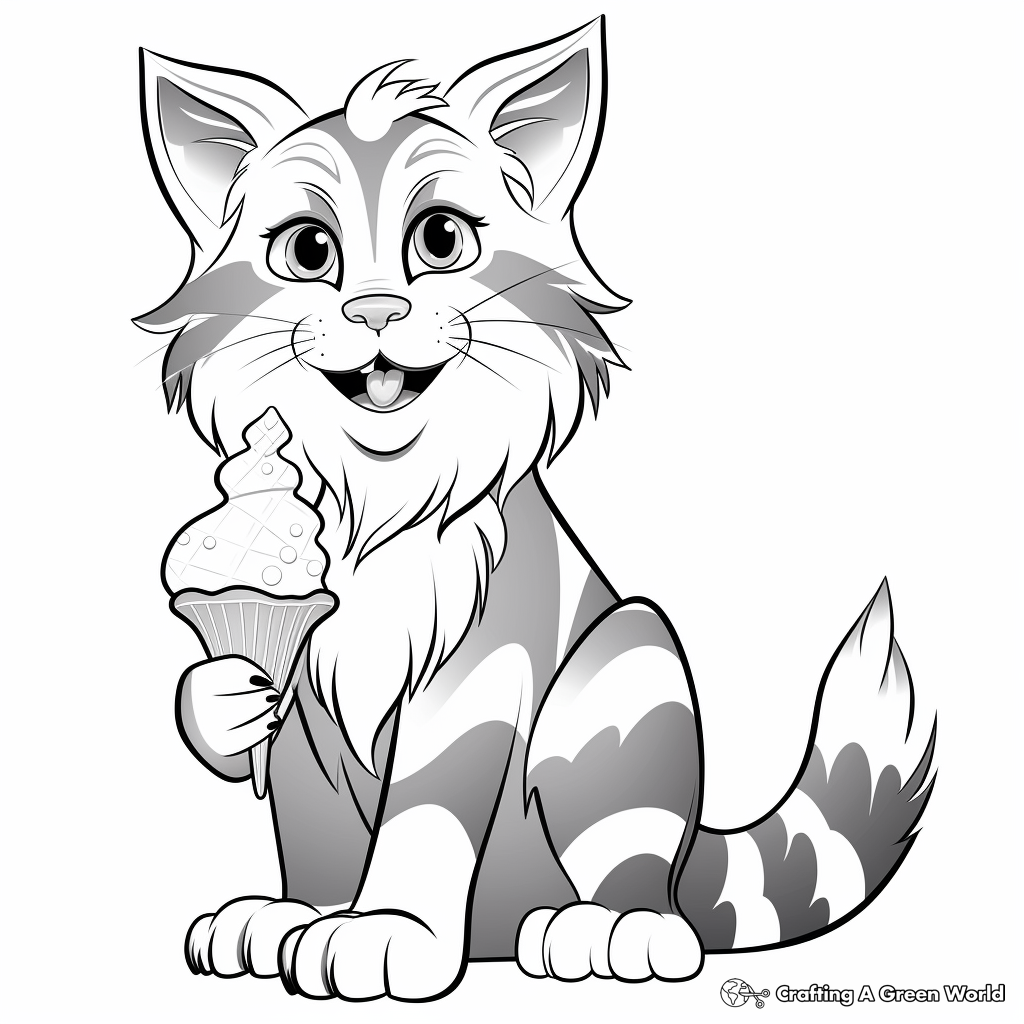 Cat ice cream coloring pages