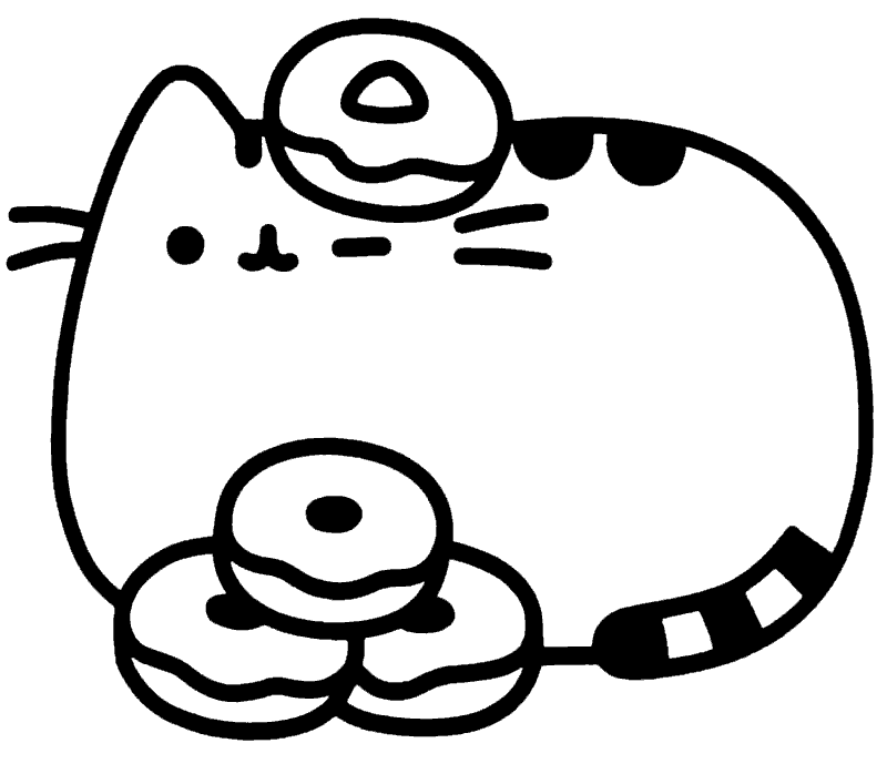Coloring page pushe the donut cat â