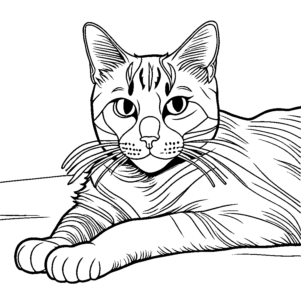 Realistic cat sitting coloring page â lulu pages