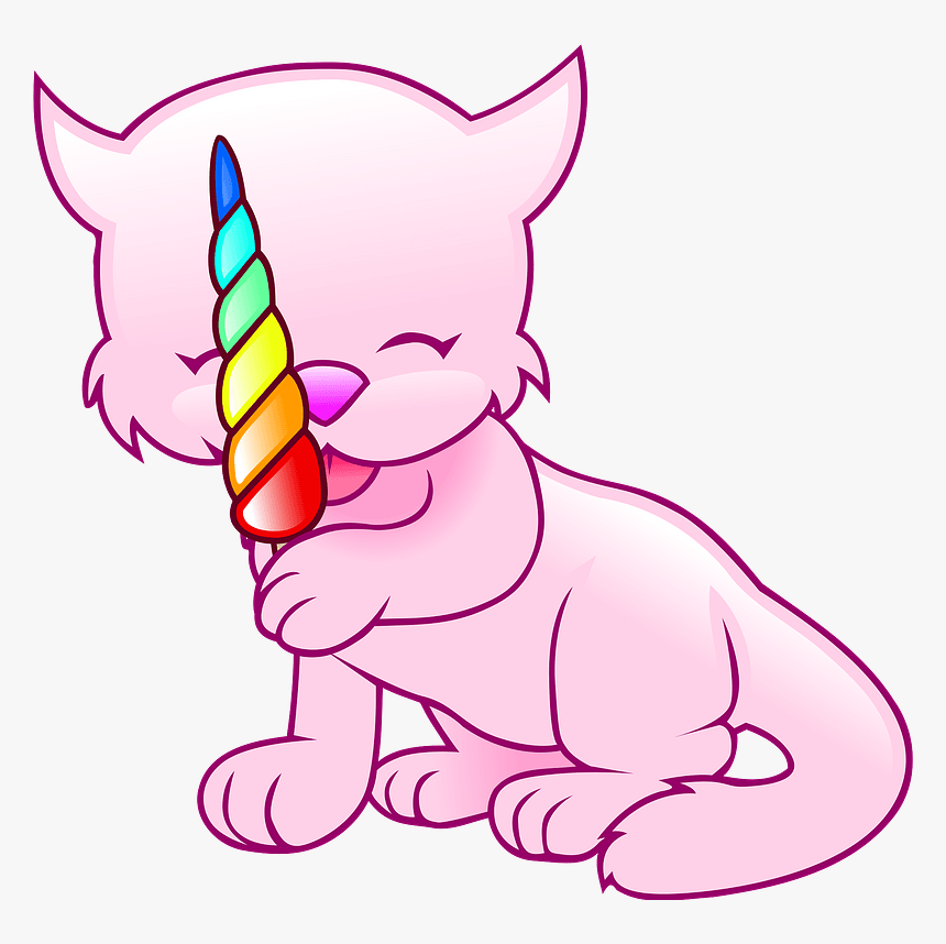 Pink cat with candy clipart