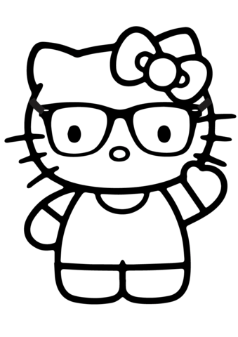 Hello kitty nerd coloring page free printable coloring pages