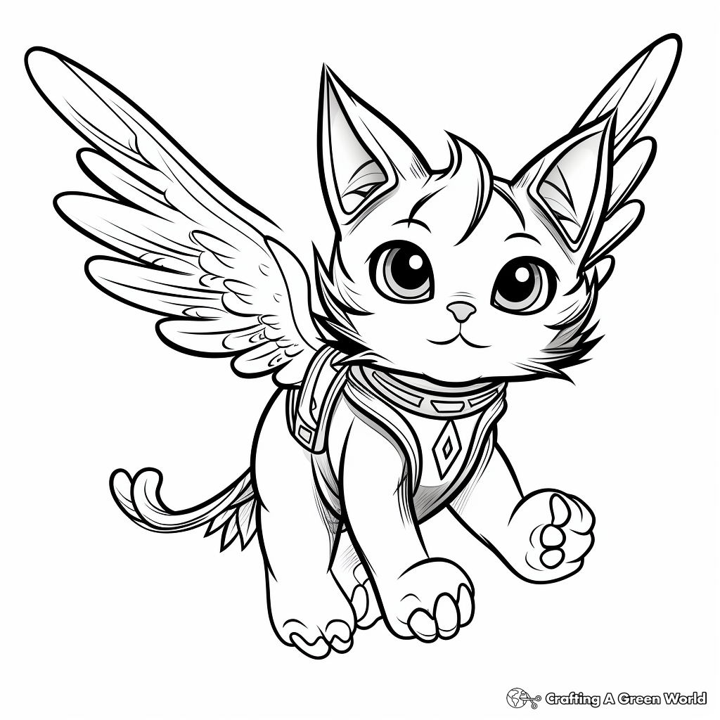 Flying cat coloring pages