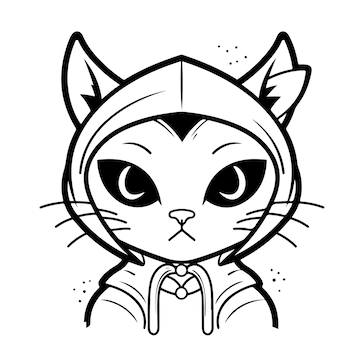 Premium vector cat women coloring page line drawing day