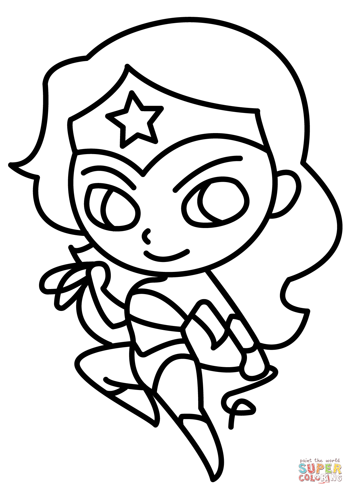 Chibi super woman coloring page free printable coloring pages