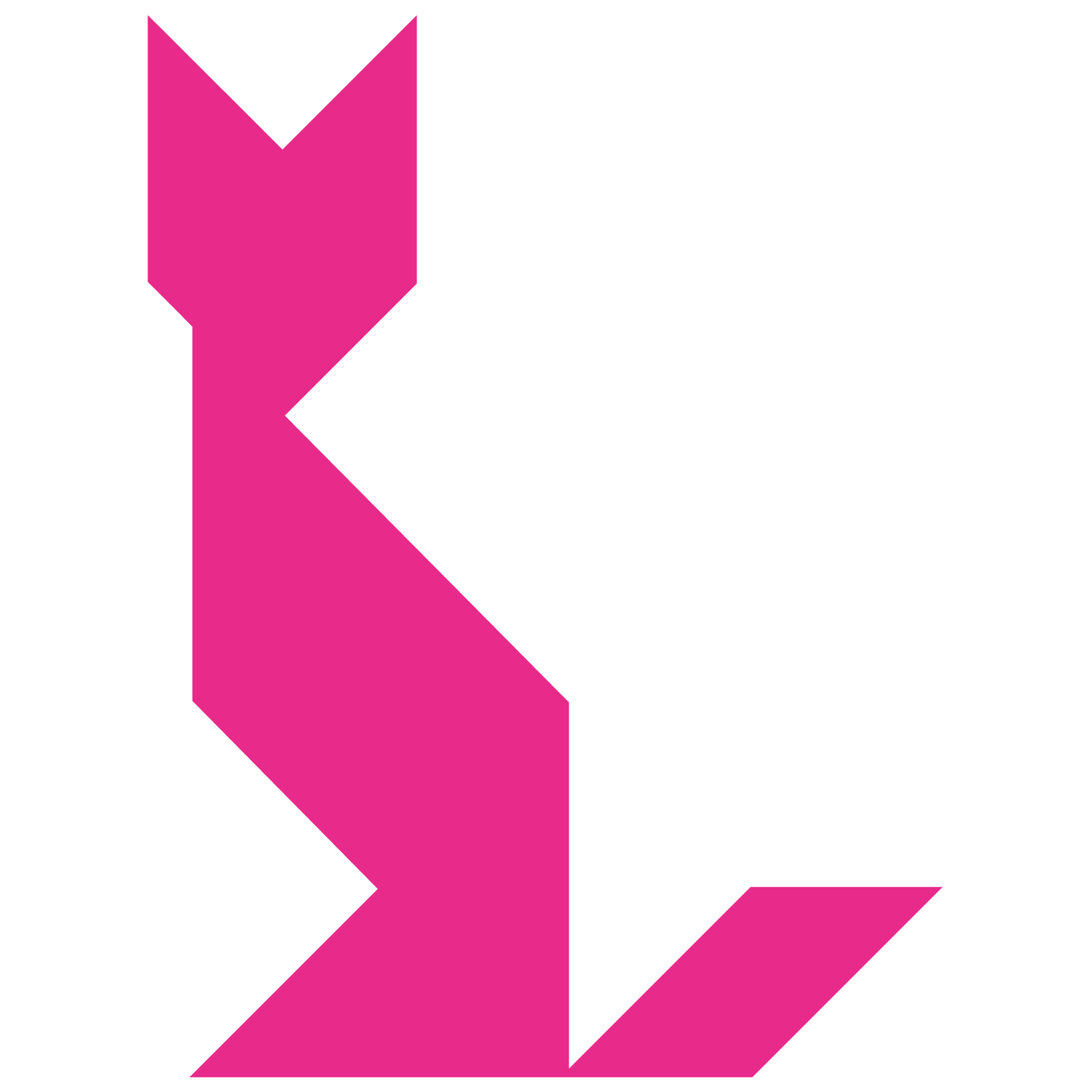 Tangram cat shape and solution free printable puzzle games