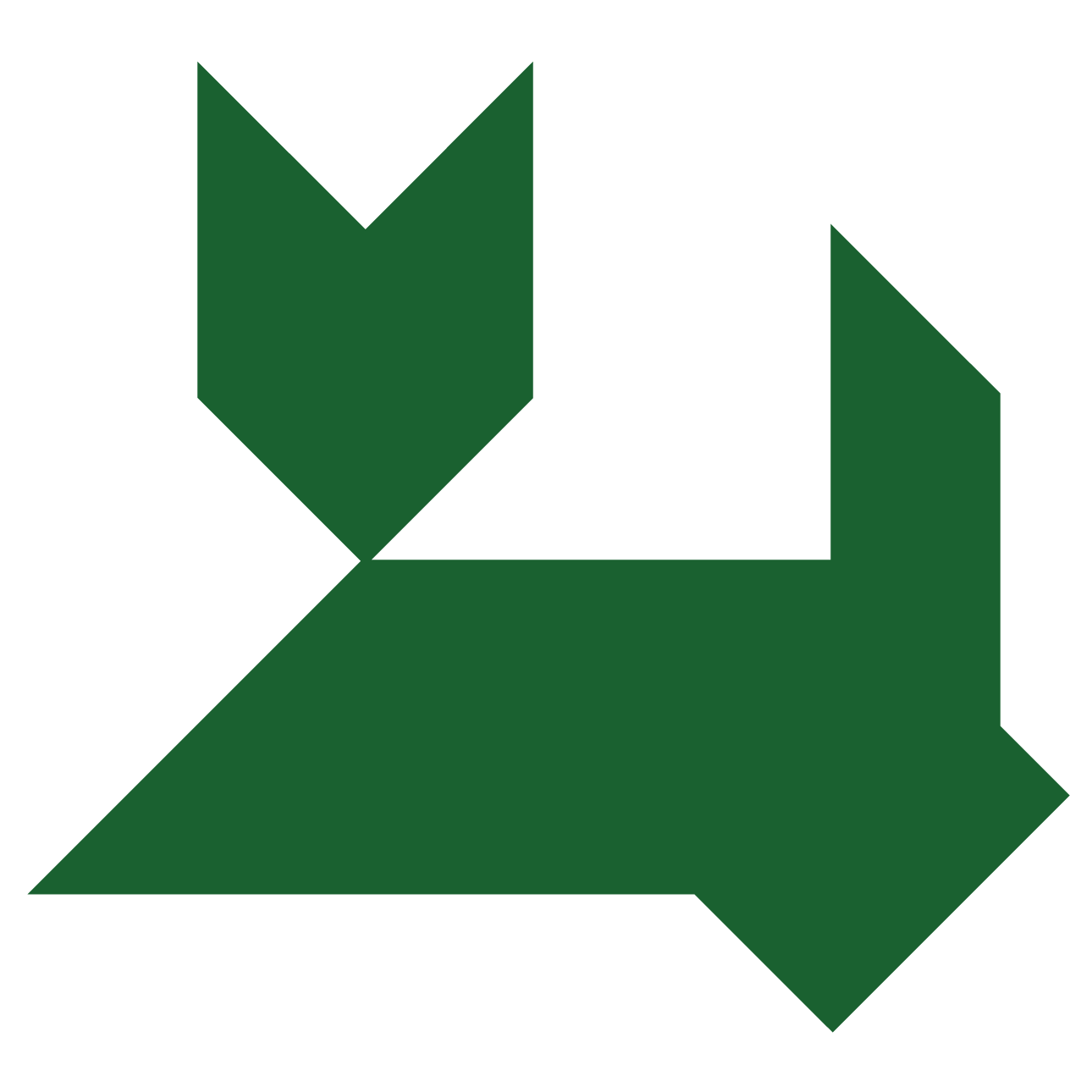 Tangram cat shape and solution free printable puzzle games