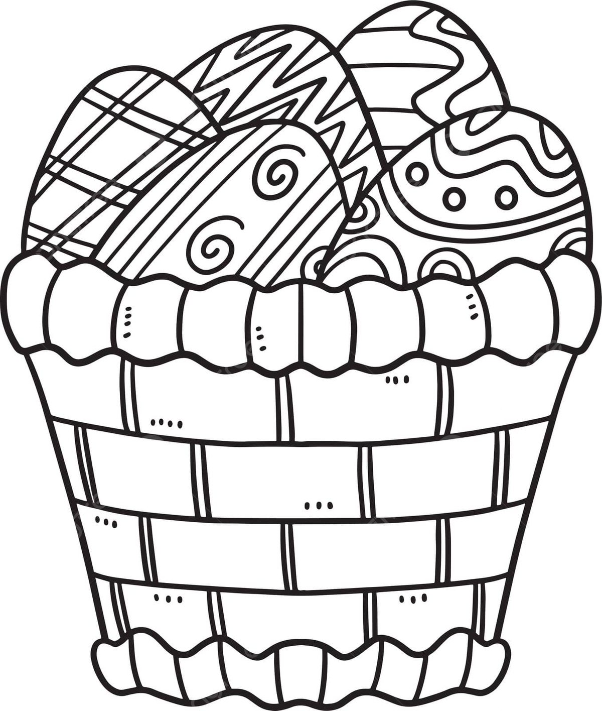 Kids easter egg basket coloring page with isolated background vector egg drawing easter egg drawing ring drawing png and vector with transparent background for free download