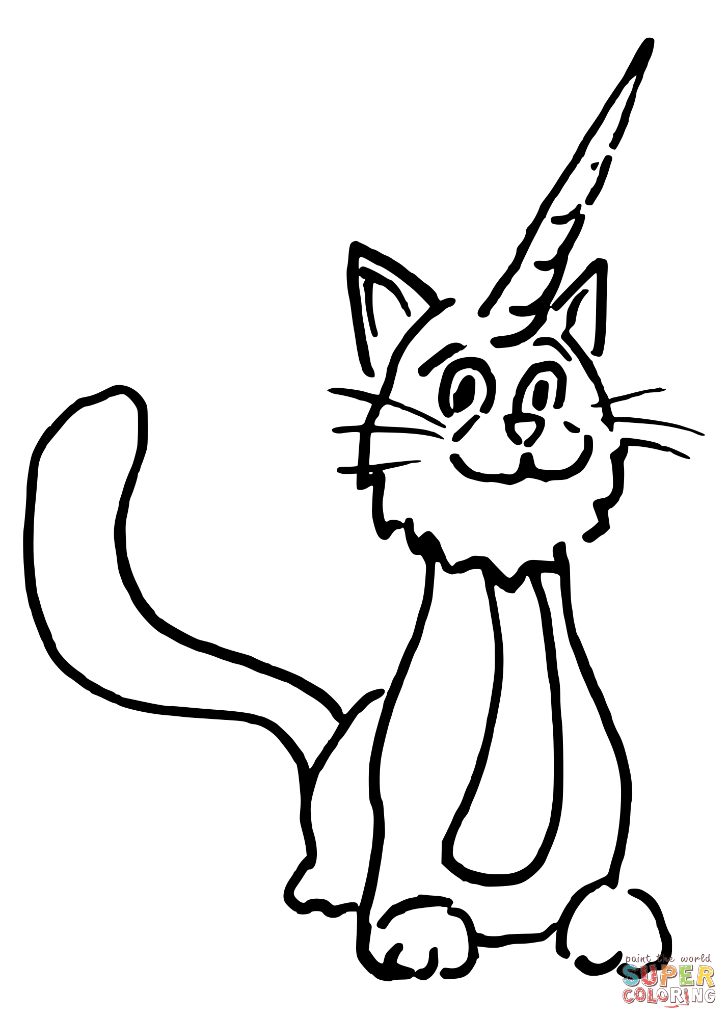 Catnicorn fixed coloring page free printable coloring pages