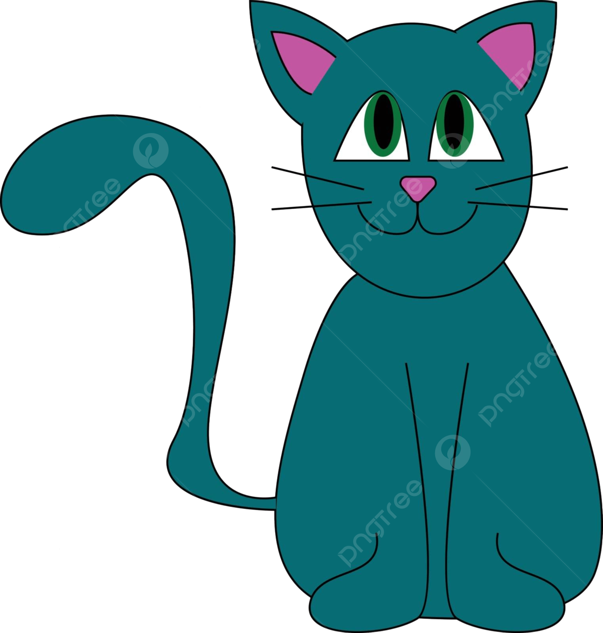 Adorable vector or color illustration of a blue feline with green eyes vector cat fluffy portrait png and vector with transparent background for free download