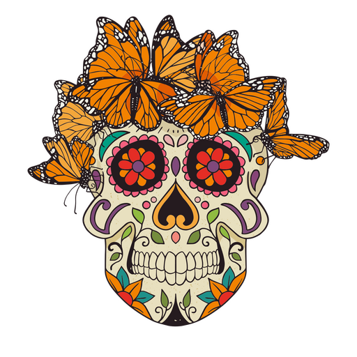 Butterfly skull fiesta clipart for free download