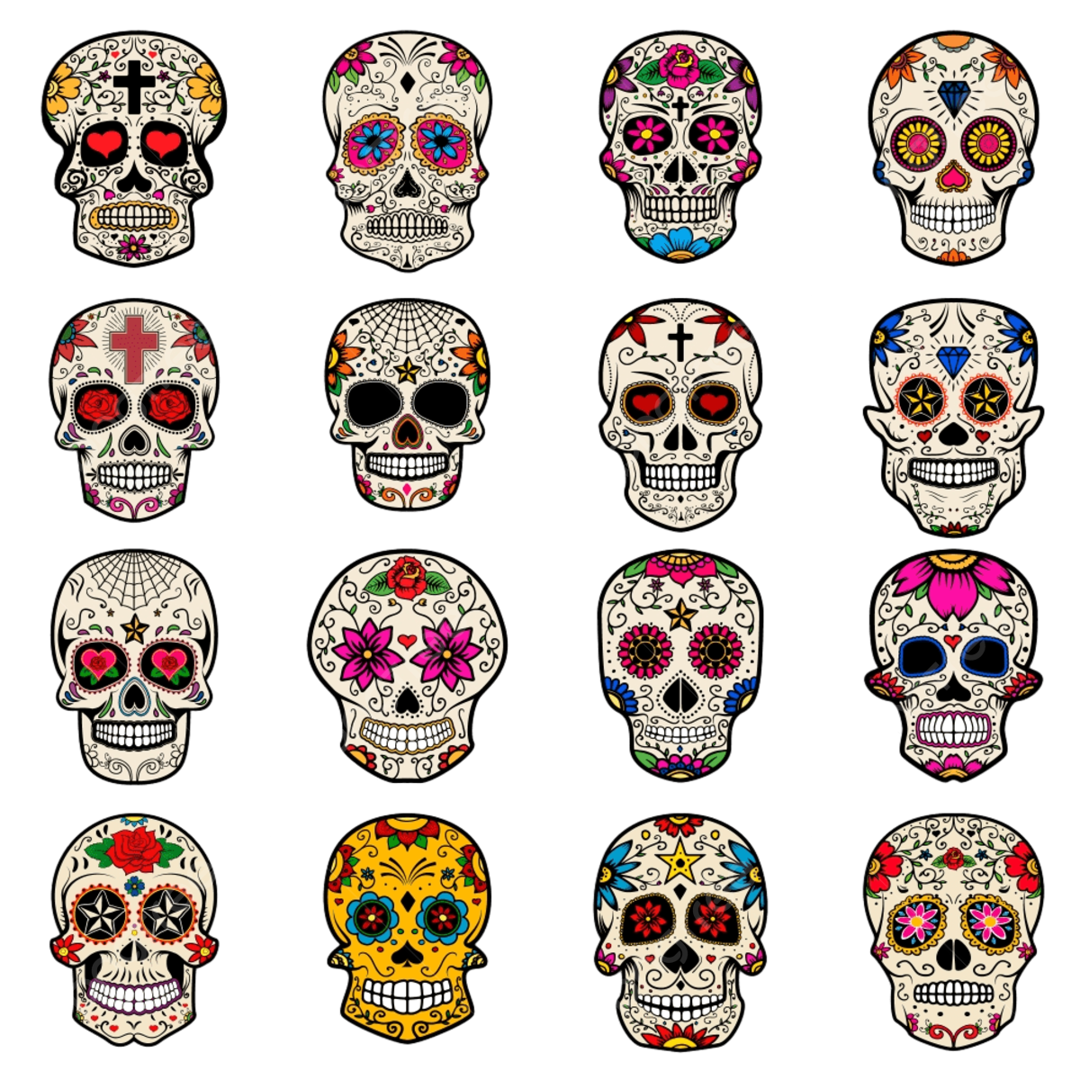 Sugar skull png vector psd and clipart with transparent background for free download