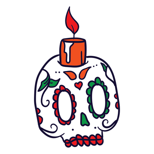 Hand drawn candle skull mexican day of dead png svg design for t