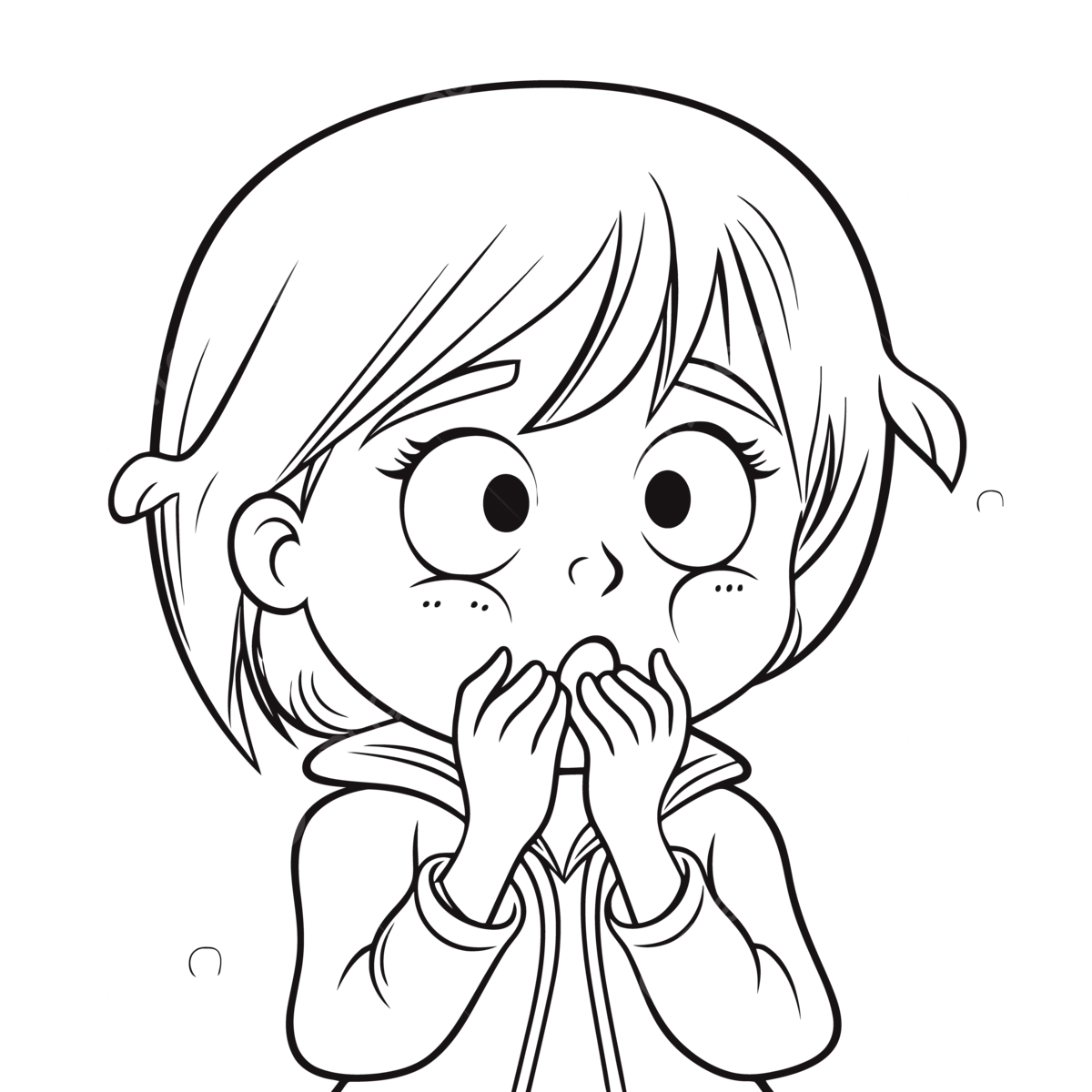 Free printable coloring pages of a cartoon girl with her hands covering her mouth outline sketch drawing vector coughing drawing coughing outline coughing sketch png and vector with transparent background for free