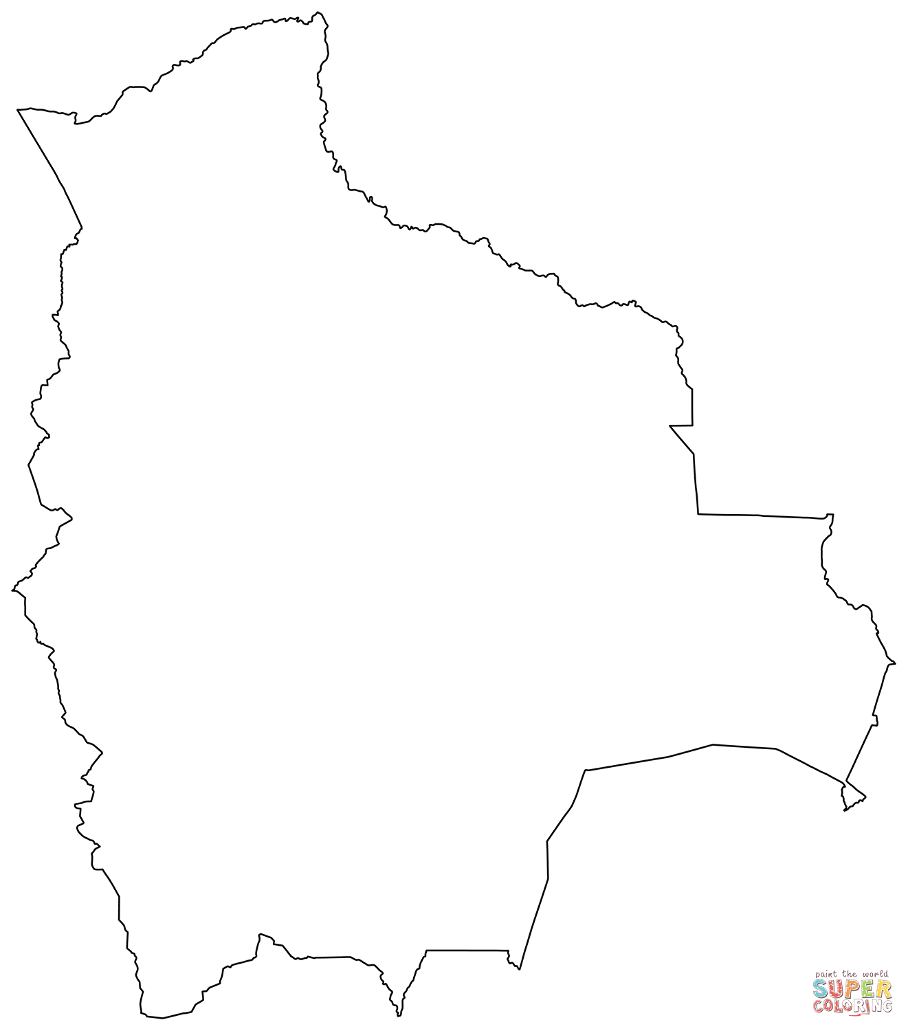 Outline map of bolivia coloring page free printable coloring pages