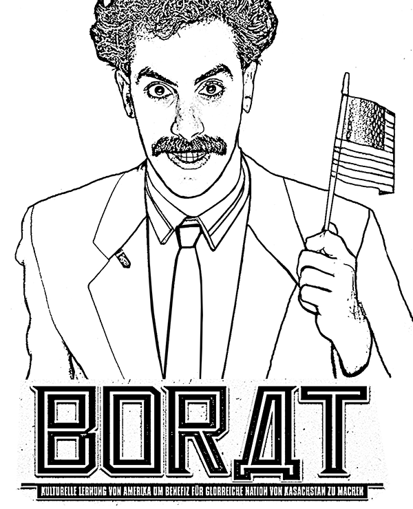 Sacha baron cohen as a borat coloring page for children and adults