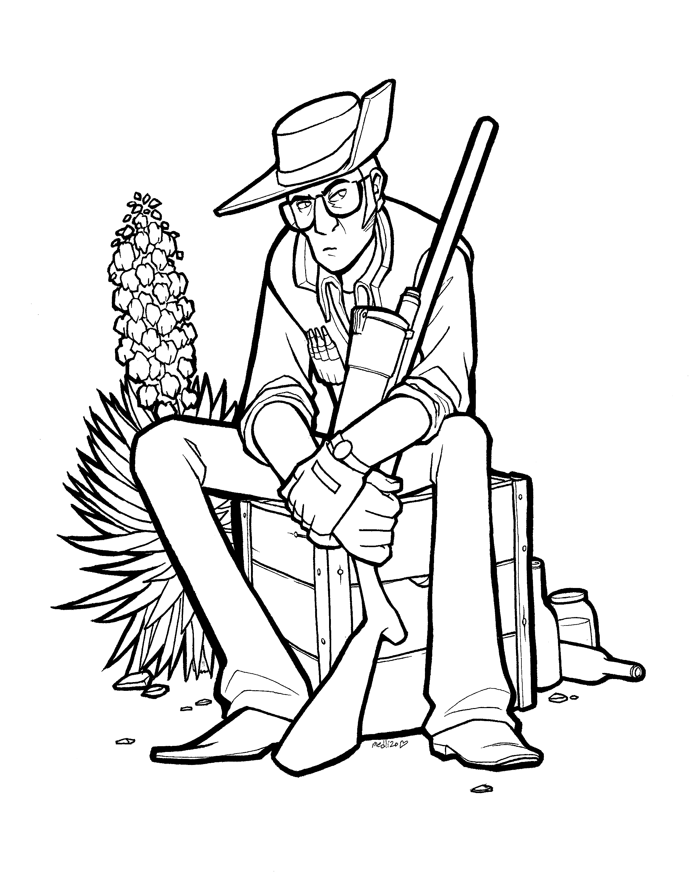 I inked a sniper for myself to color but i figured id share the lineart for you guys to color too rtf